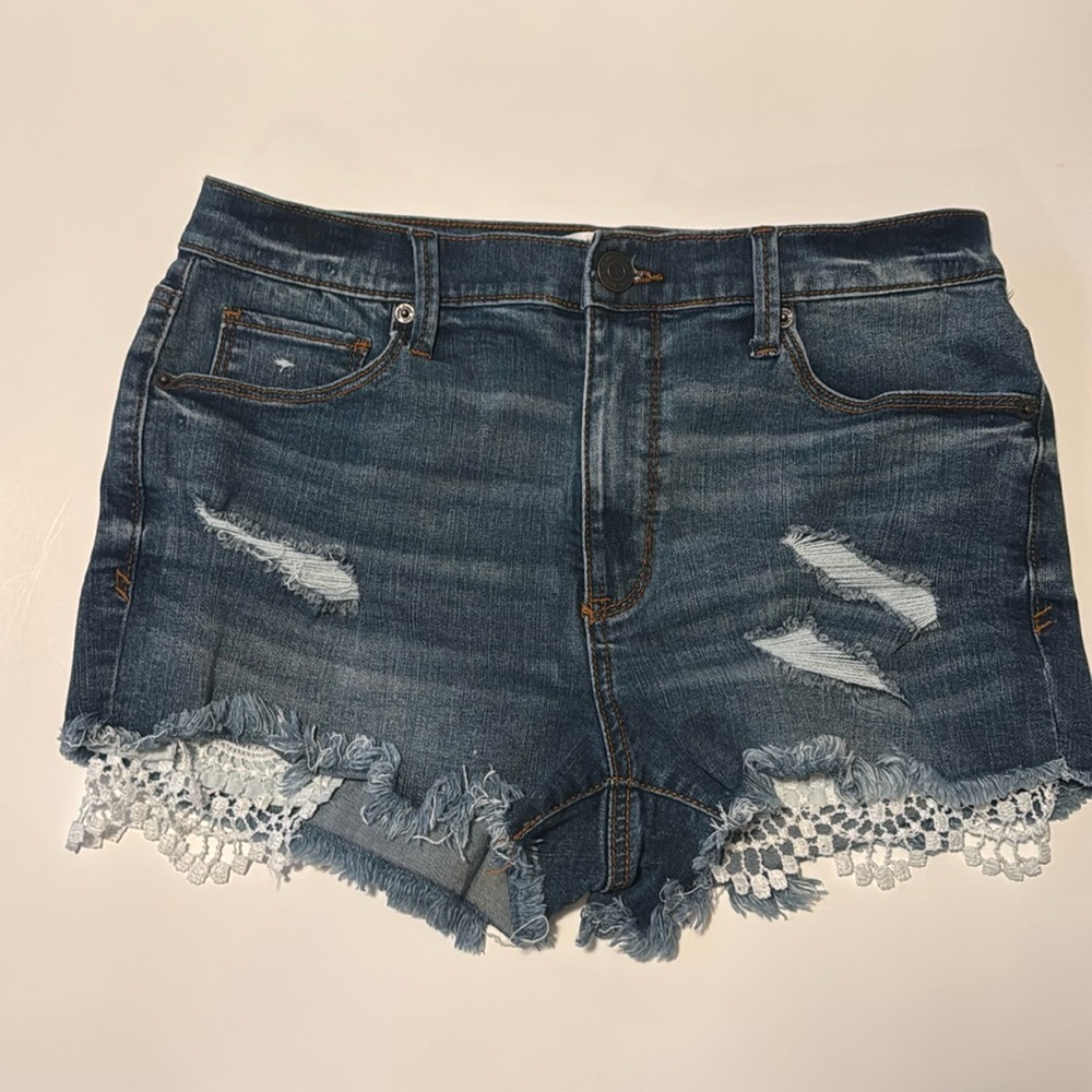 Mudd Blue Jean Shorts with Lace Trim - Size 11